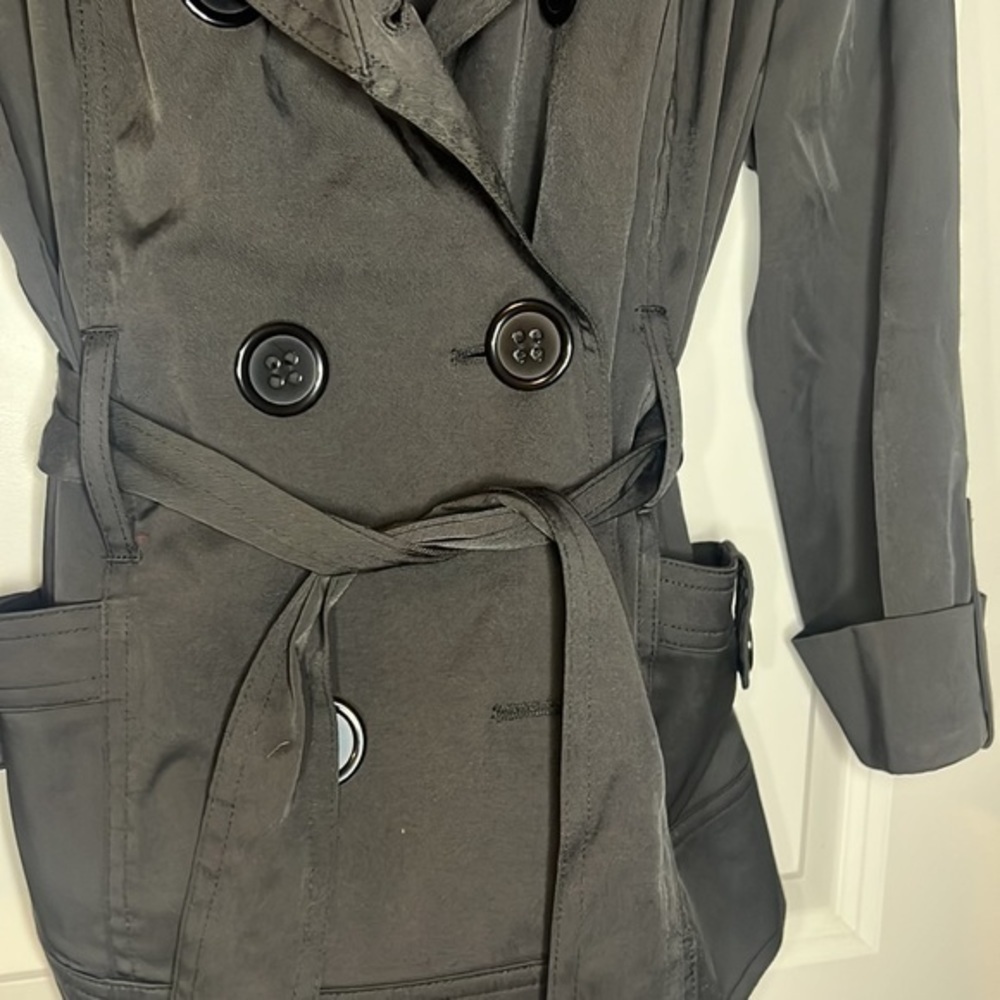 - Harve Benard black‎ pea coat with tie and pockets - Picture 2 of 4